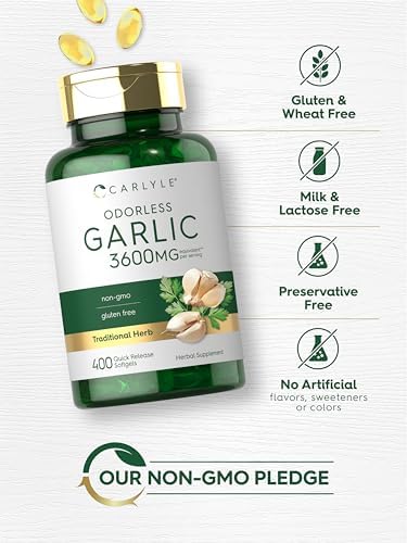 Suplemento de Ajo Sin Olor Carlyle | 400 Cápsulas Blandas | Extracto Herbal | Fórmula Sin OGM y Sin Gluten - imagen 5