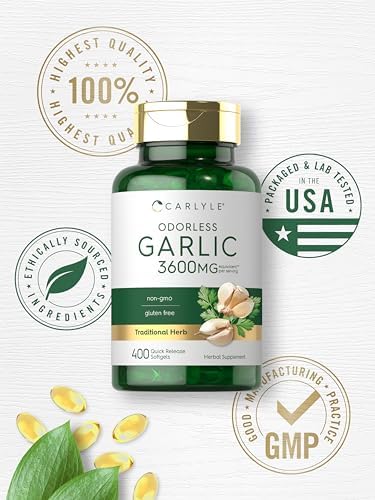 Suplemento de Ajo Sin Olor Carlyle | 400 Cápsulas Blandas | Extracto Herbal | Fórmula Sin OGM y Sin Gluten - imagen 6