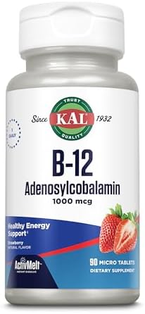 KAL Vitamina B12 Adenosilcobalamina 1000 mcg - Suplemento de Energía para Hombres y Mujeres, Sabor Fresa - 90 Tabletas Micro Activas - imagen 4