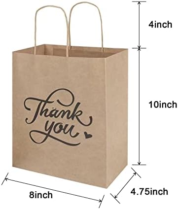 Bolsa de Papel Kraft Mediana Marrón 50 Piezas 8x4.75x10 Pulgadas con Asas, Ideal para Fiestas, Compras y Manualidades, 50pcs - imagen 2