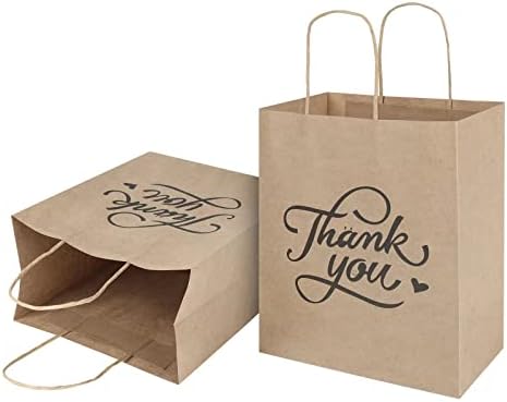 Bolsa de Papel Kraft Mediana Marrón 50 Piezas 8x4.75x10 Pulgadas con Asas, Ideal para Fiestas, Compras y Manualidades, 50pcs - imagen 5