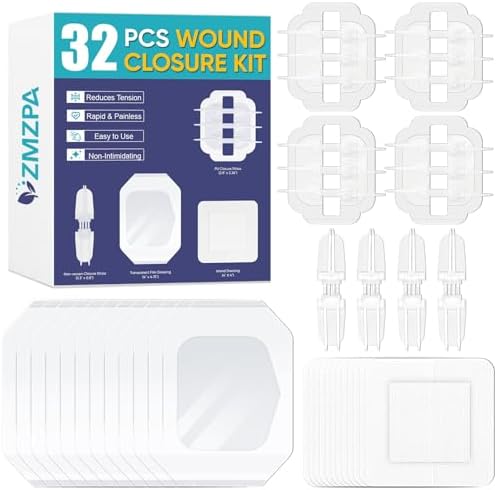 Tiras de Cierre de Heridas Zip Stitch, Kit de Cierre de Laceraciones de 32 Piezas - 2 Tipos de Bandas Mariposa para Cierre de Heridas, Kit de Suturas - imagen 1