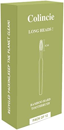 Cepillo de Dientes Colincie Extra Duro y Firme de Carbón de Bambú con Cabeza Larga y Mango Ancho, Blanqueamiento Dental, Paquete de 12 - imagen 6