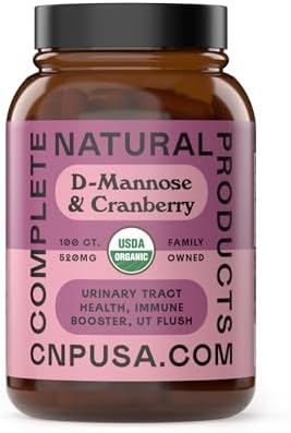 Cápsulas Orgánicas de D-Mannosa y Arándano Completo Natural Products 520mg | 100 Contenido | Soporte UT a Base de Plantas | Vegano, No GMO, Kosher, - imagen 1