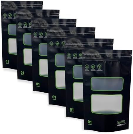 Bolsas de Humedad Reutilizables 1 OZ 58%-62% RH para Curado y Almacenamiento, 20 PZS, 6 x 9.8 x 3.15, Control de Humedad 2 Vías - imagen 1