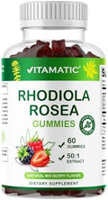 Gomitas Vitamatic de Rhodiola Rosea – Extracto a base de plantas sin azúcar – Sabor frutos rojos – Veganas, No GMO – Suplemento adaptógeno – 60 piezas - imagen 1