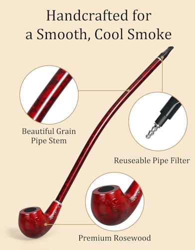 Pipa de Tabaco Joyoldelf - Pipa de Fumar Churchwarden Artesanal de 16 de Largo con Vástago de 14.1 - imagen 3