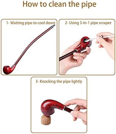 Pipa de Tabaco Joyoldelf - Pipa de Fumar Churchwarden Artesanal de 16 de Largo con Vástago de 14.1 - imagen 8