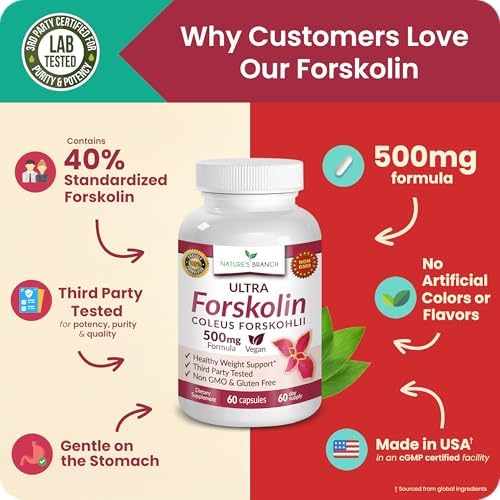 Ultra Forskolin 500mg para Apoyo al Peso - Extracto de Raíz de Coleus Forskohlii de Máxima Potencia para Hombres y Mujeres, Salud Cardiaca - Complejo - imagen 5