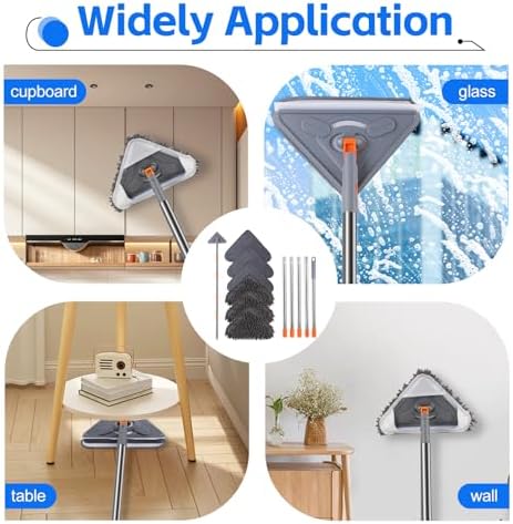Mopa de Pared ZYHZYHA con Mango de 80 Pulgadas, Herramienta Limpiadora para Ventanas, Paredes, Ventiladores de Techo, Polvo y Pisos, Incluye 6 Paños - imagen 3