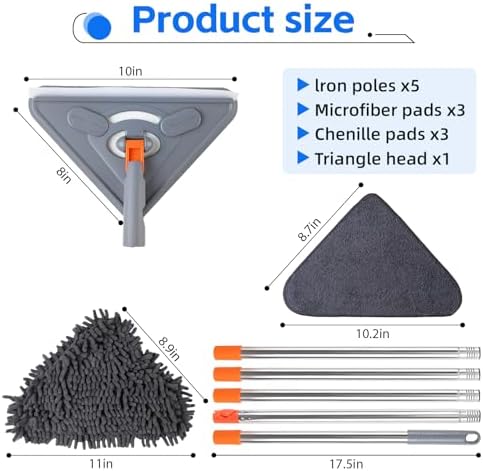 Mopa de Pared ZYHZYHA con Mango de 80 Pulgadas, Herramienta Limpiadora para Ventanas, Paredes, Ventiladores de Techo, Polvo y Pisos, Incluye 6 Paños - imagen 4