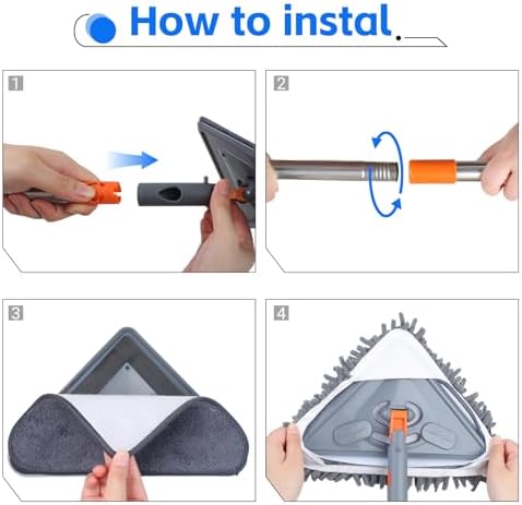 Mopa de Pared ZYHZYHA con Mango de 80 Pulgadas, Herramienta Limpiadora para Ventanas, Paredes, Ventiladores de Techo, Polvo y Pisos, Incluye 6 Paños - imagen 5
