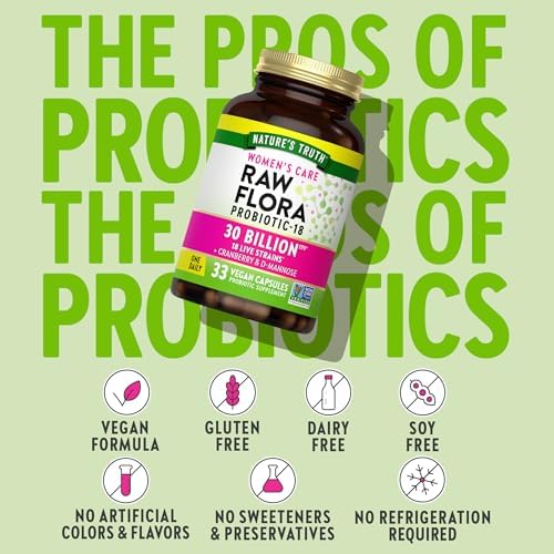 Probióticos Raw Flora para Mujeres | 30 Mil millones de UFC | 33 Cápsulas | con Arándano y D-Mannosa | Suplemento Vegano, No OGM y Sin Gluten - imagen 5