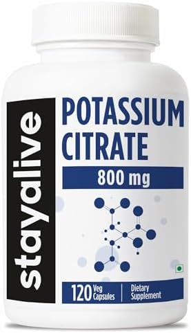 Suplemento de Citrato de Potasio STAY ALIVE, Alta Absorción 800mg, 120 Cápsulas, Suministro para 4 Meses, No GMO y Libre de Gluten para Hombres y - imagen 1