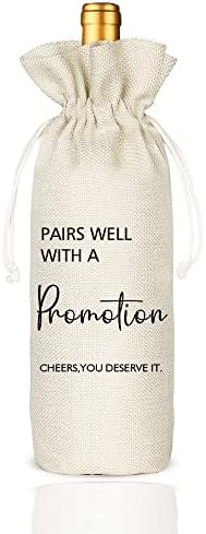 Bolsa de Vino Socive para Nuevo Trabajo, Regalo de Promoción, Regalo para Ella y Él, Regalo de Jubilación, Bolsa de Yute con Cierre de Cuerda - imagen 1