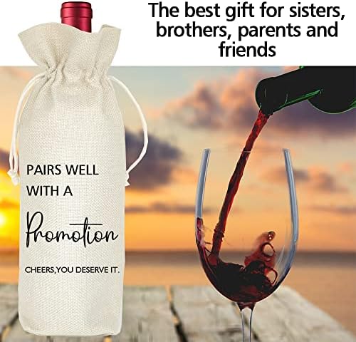 Bolsa de Vino Socive para Nuevo Trabajo, Regalo de Promoción, Regalo para Ella y Él, Regalo de Jubilación, Bolsa de Yute con Cierre de Cuerda - imagen 5