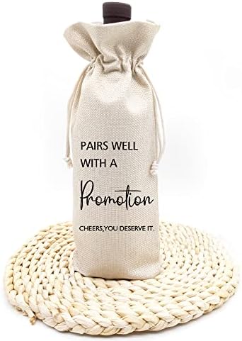 Bolsa de Vino Socive para Nuevo Trabajo, Regalo de Promoción, Regalo para Ella y Él, Regalo de Jubilación, Bolsa de Yute con Cierre de Cuerda - imagen 7