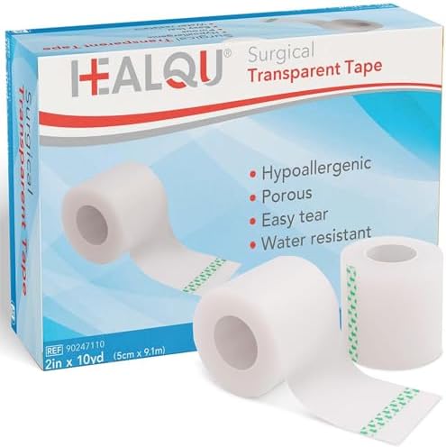 Cinta Quirúrgica HEALQU, 6 Rollos, 2x10yd - Cinta Médica Transparente para Cuidado de Heridas, Tubos y ros Auxilios - Impermeable y Transpirable. - imagen 1
