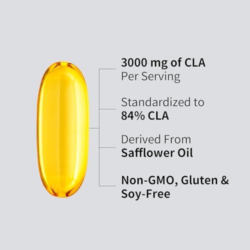 Vicwell CLA 3000mg Softgels – Ácido Linoleico Conjugado con Aceite de Cártamo – Suplemento para Control de Peso – Libre de Gluten – 90 Softgels - imagen 5
