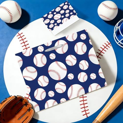 Bolsa de Regalo Grande YXYASR para Béisbol con Papel de Seda y Tarjeta - Envoltura de Regalo Temática Deportiva Azul Marino y Blanca (30x24x13 cm) - - imagen 2