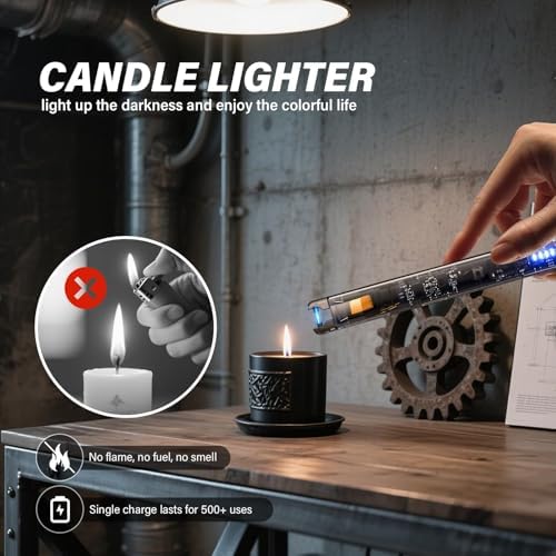 KTEBO® Encendedores Eléctricos de Candelas - Paquete de 2, 7.4 pulgadas, Recargables por USB, a Prueba de Viento, Diseño Transparente, Ideal para - imagen 3