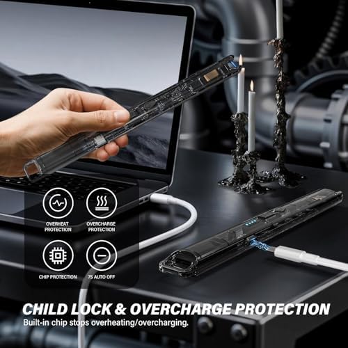 KTEBO® Encendedores Eléctricos de Candelas - Paquete de 2, 7.4 pulgadas, Recargables por USB, a Prueba de Viento, Diseño Transparente, Ideal para - imagen 4
