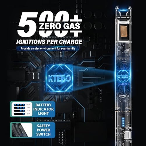 KTEBO® Encendedores Eléctricos de Candelas - Paquete de 2, 7.4 pulgadas, Recargables por USB, a Prueba de Viento, Diseño Transparente, Ideal para - imagen 5