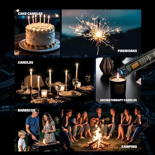 KTEBO® Encendedores Eléctricos de Candelas - Paquete de 2, 7.4 pulgadas, Recargables por USB, a Prueba de Viento, Diseño Transparente, Ideal para - imagen 6