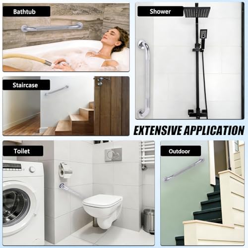 Paquete de 2 barras de agarre de acero inoxidable de 16 pulgadas para pared, ideales para ducha y baño, brindan soporte y seguridad para personas - imagen 5