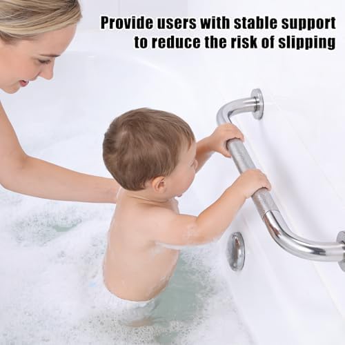 Paquete de 2 barras de agarre de acero inoxidable de 16 pulgadas para pared, ideales para ducha y baño, brindan soporte y seguridad para personas - imagen 6