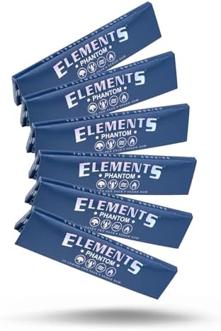 Papel para enrollar Elements Phantom King Size Slim – Ultra delgado, quema lenta, sabor suave, 32 hojas por paquete - Paquete de 6 - imagen 1