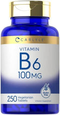 Carlyle Vitamina B6 100mg | 250 Tabletas | Suplemento de Piridoxina Hidrocloruro | Vegetariano, Sin OGM, Sin Gluten - imagen 1
