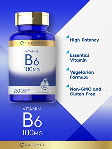 Carlyle Vitamina B6 100mg | 250 Tabletas | Suplemento de Piridoxina Hidrocloruro | Vegetariano, Sin OGM, Sin Gluten - imagen 3