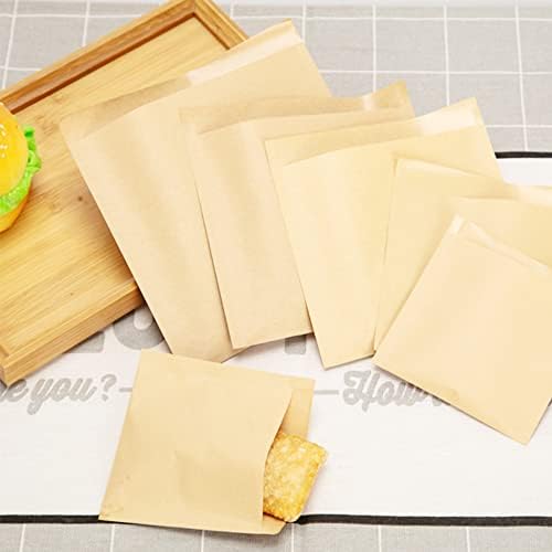 Bolsas de Papel Kraft para Galletas Planas de 4.52 x 4.92 pulgadas, 100 Piezas de Bolsas de Vidrio para Snacks, Chocolates y Regalos - imagen 3
