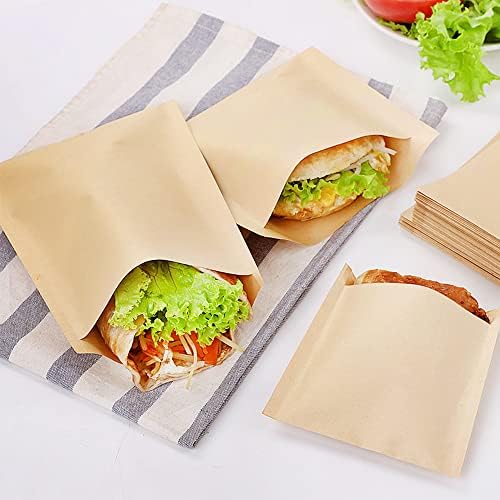 Bolsas de Papel Kraft para Galletas Planas de 4.52 x 4.92 pulgadas, 100 Piezas de Bolsas de Vidrio para Snacks, Chocolates y Regalos - imagen 6