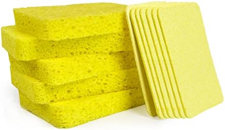 Paquete de 12 Esponjas de Celulosa CELOX, Esponjas Absorbentes para Lavado de Platos, Envoltura Individual, Amarillo, 4.3 x 2.8 x 0.8 - imagen 1