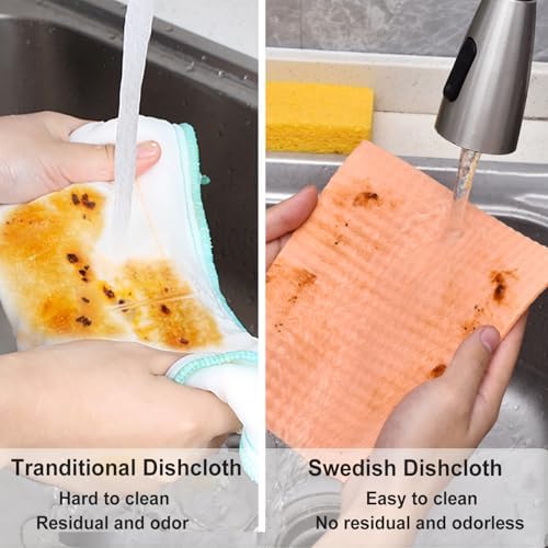 METUUTER 20 Paquetes de Paños de Cocina Suecos, Paños Reutilizables y Compostables de Celulosa para Uso Doméstico - imagen 2