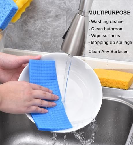 METUUTER 20 Paquetes de Paños de Cocina Suecos, Paños Reutilizables y Compostables de Celulosa para Uso Doméstico - imagen 3