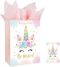 Bolsa de Regalo Grande de Unicornios de 13 para Cumpleaños y Baby Shower, con Tarjeta y Papel de Seda, Diseño Acuarela para Niña - imagen 1