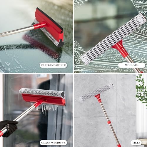 Limpiaparabrisas Profesional 2 en 1, Esponja y Banda de Goma Suave con Mango Retráctil de Acero Inoxidable (15.3-23.6) para Limpieza de Ventanas, - imagen 7