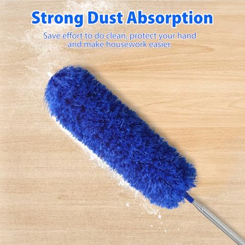 Duster con Extensión de 80 para Limpiar, Cabezal de Microfibra Flexible, Duster Lavable para Telarañas, Techos Altos, Ventiladores, Muebles y Autos - imagen 2