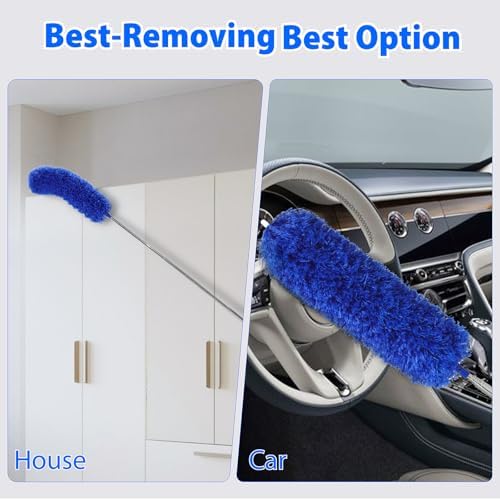 Duster con Extensión de 80 para Limpiar, Cabezal de Microfibra Flexible, Duster Lavable para Telarañas, Techos Altos, Ventiladores, Muebles y Autos - imagen 3