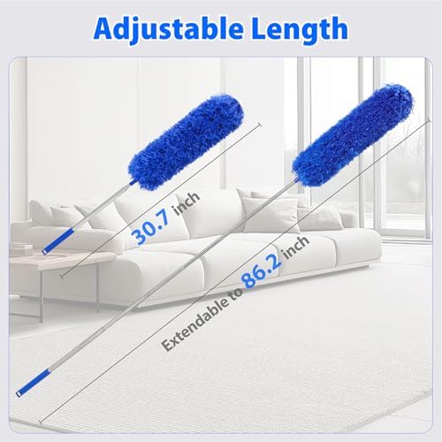 Duster con Extensión de 80 para Limpiar, Cabezal de Microfibra Flexible, Duster Lavable para Telarañas, Techos Altos, Ventiladores, Muebles y Autos - imagen 4