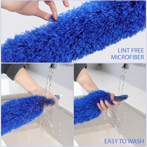 Duster con Extensión de 80 para Limpiar, Cabezal de Microfibra Flexible, Duster Lavable para Telarañas, Techos Altos, Ventiladores, Muebles y Autos - imagen 6