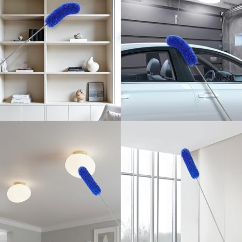 Duster con Extensión de 80 para Limpiar, Cabezal de Microfibra Flexible, Duster Lavable para Telarañas, Techos Altos, Ventiladores, Muebles y Autos - imagen 7