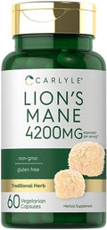 Cápsulas de Suplemento de Melena de León Carlyle | 60 Contenido | Vegetariano, Sin OGM y Sin Gluten - imagen 1