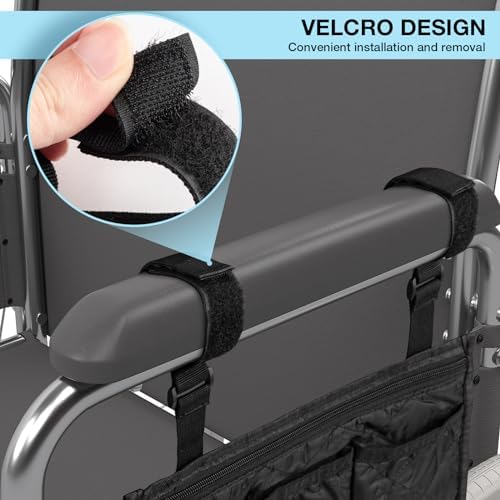 Bolsa Lateral para Silla de Ruedas Noverlife, 2 Paquetes, Negra, con Soporte para Taza, Impermeable, Organizador para Ancianos - imagen 4