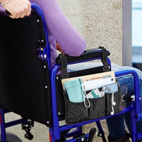 Bolsa Lateral para Silla de Ruedas Noverlife, 2 Paquetes, Negra, con Soporte para Taza, Impermeable, Organizador para Ancianos - imagen 7