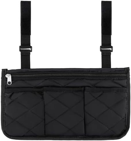 Bolsa Lateral para Silla de Ruedas Noverlife, 2 Paquetes, Negra, con Soporte para Taza, Impermeable, Organizador para Ancianos - imagen 8