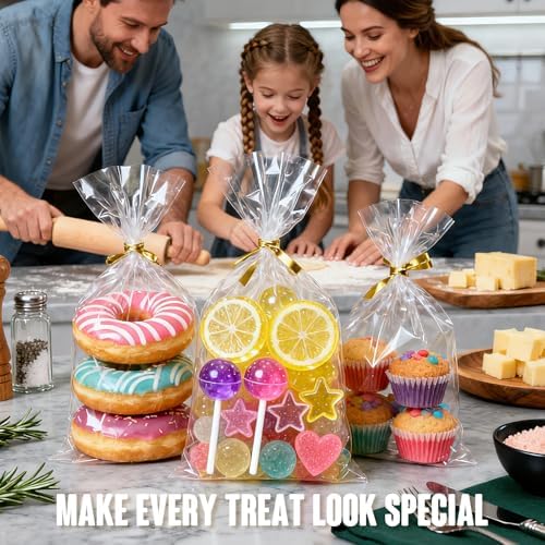 Bolsas de Celofán Horbin 100 Piezas con Cierres, 6×10 Pulgadas, Bolsas Transparentes para Comida, Galletas, Dulces y Regalos para Fiestas. - imagen 3